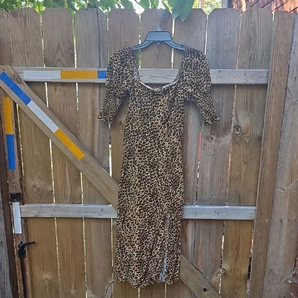 Blue Rain Cheetah Print Long Sleeve Dress